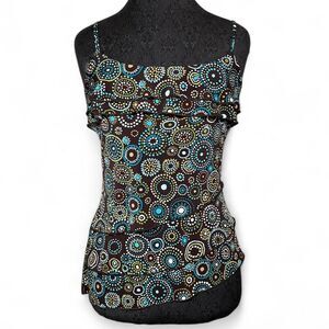 Psychedelic Asymmetric Boho Cami Top Medium Y2K IZ Byer California Cami Fairy